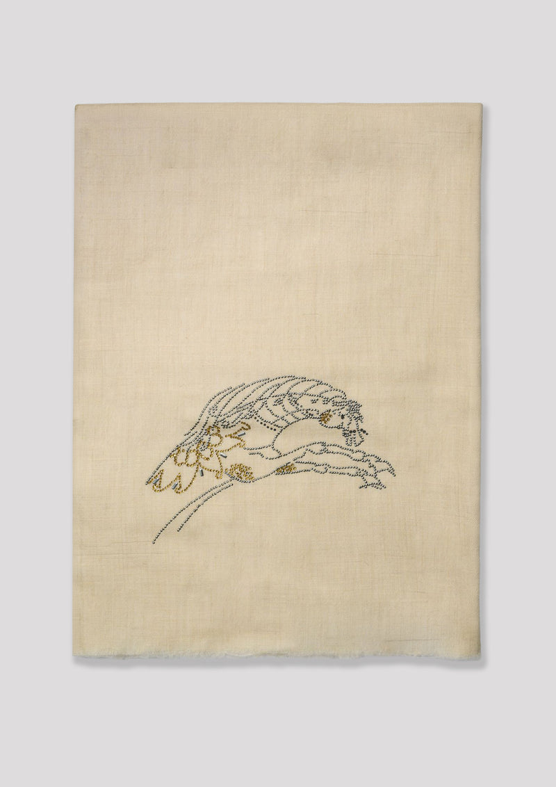 Bascule Arc Cashmere Stole — Cream stole from the Ashwaa Show Jumping collection