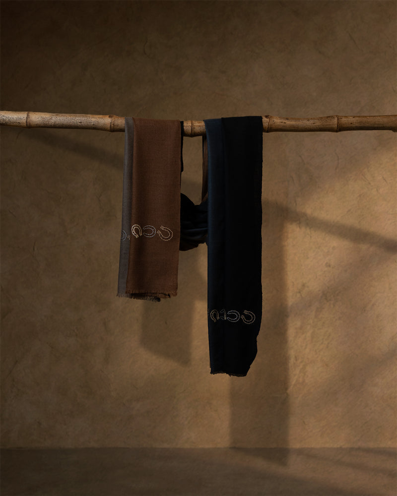 Chukka Stride Cashmere Stole — Brown stole from the Ashwaa Polo collection