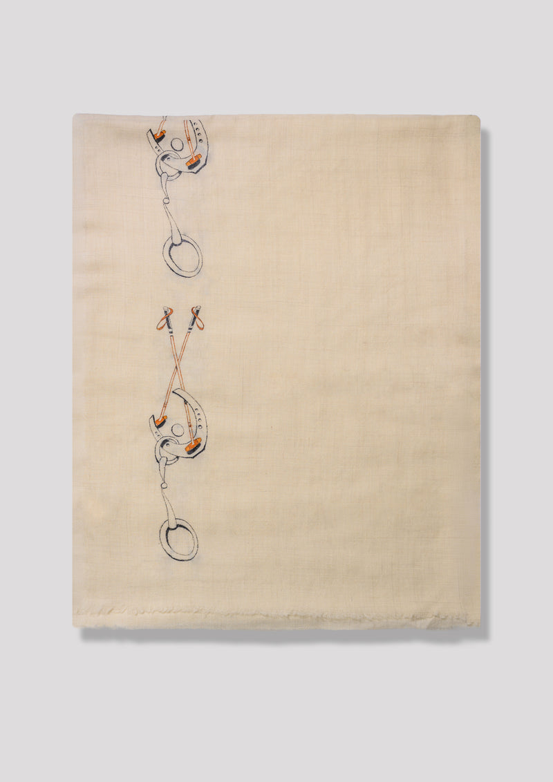 Tack Drift Cashmere Stole — Beige stole from the Ashwaa Polo collection