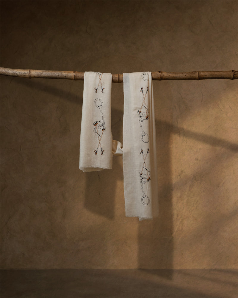 Tack Drift Cashmere Stole — Beige stole from the Ashwaa Polo collection