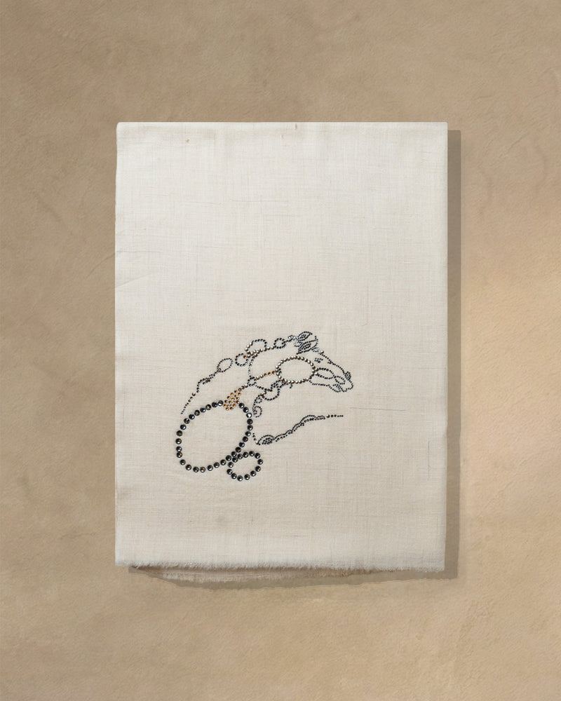 Bridle Frost Cashmere Stole — Cream stole from the Ashwaa Equestrian collection