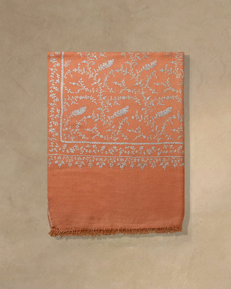 Canter Glow Baby Cashmere Stole — Sunset Orange stole from the Ashwaa Icons collection