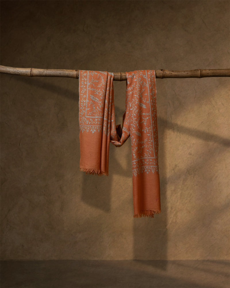 Canter Glow Baby Cashmere Stole — Sunset Orange stole from the Ashwaa Icons collection
