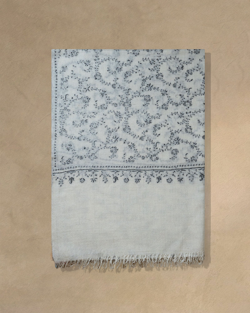 Halter Frost Baby Cashmere Stole — Cream stole from the Ashwaa Icons collection