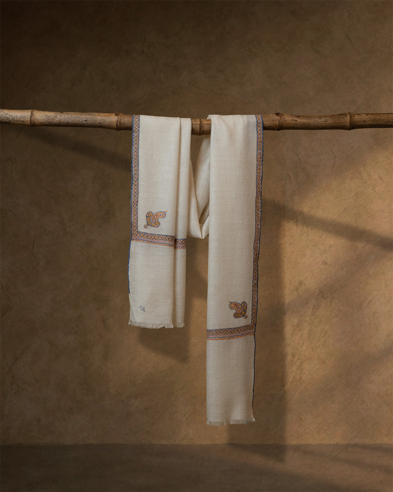 Stirrup Dawn Baby Cashmere Stole — Cream stole from the Ashwaa Icons collection
