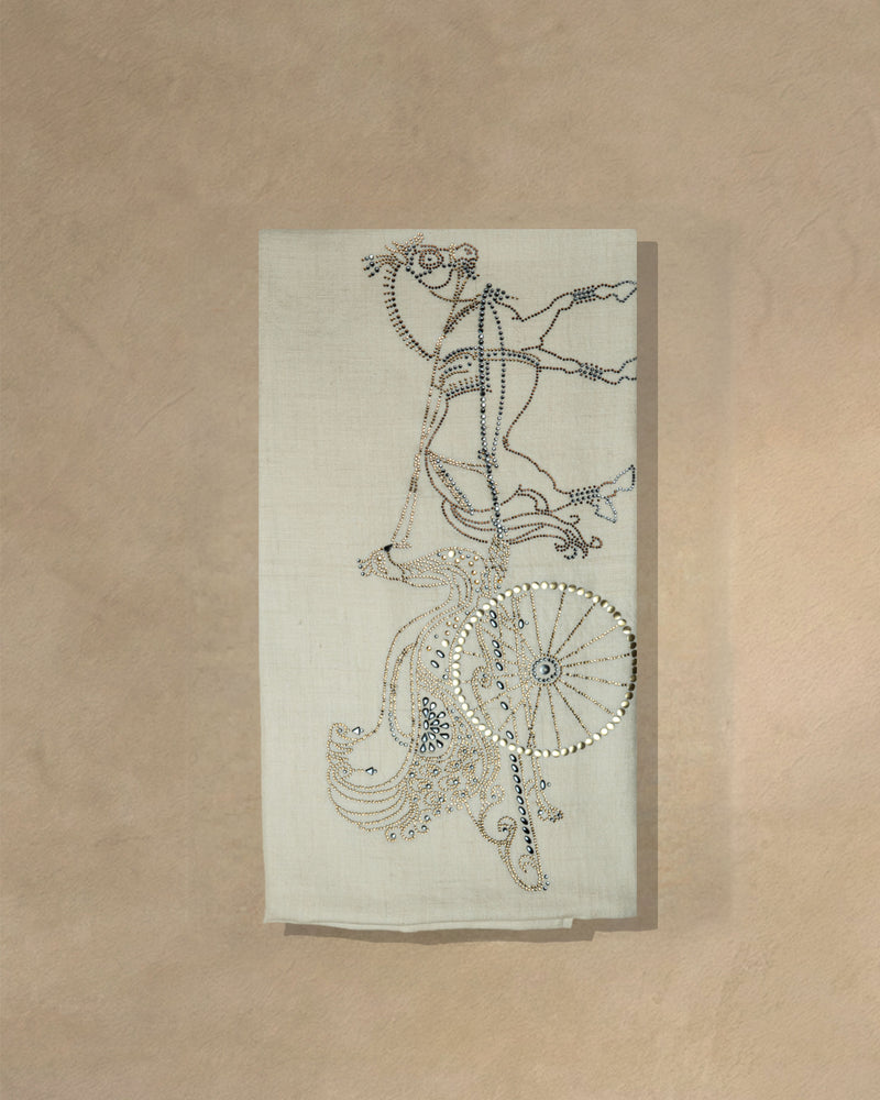 Girth Gilt Cashmere stole Ivory stole from the Ashwaa Equestrian collection