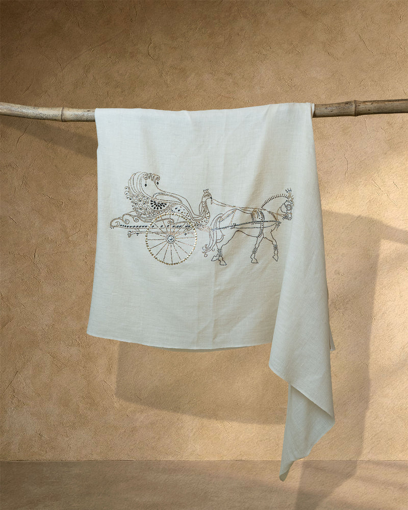 Girth Gilt Cashmere stole Ivory stole from the Ashwaa Equestrian collection