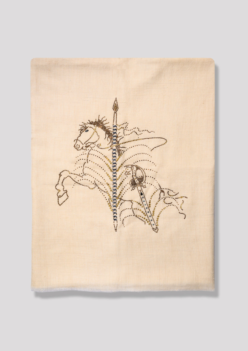 Vault Soar Cashmere Stole — Cream stole from the Ashwaa Show Jumping collection