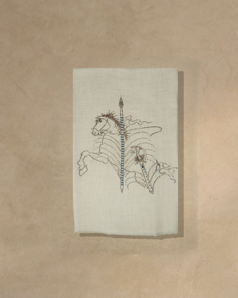 Vault Soar Cashmere stole Ivory stole from the Ashwaa Show jumping collection