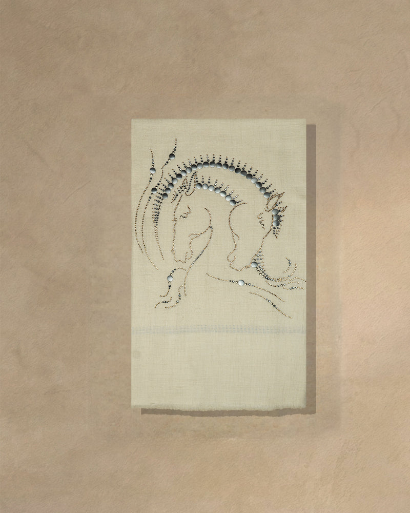 Tempi Frost Cashmere stole Ivory stole from the Ashwaa Dressage collection