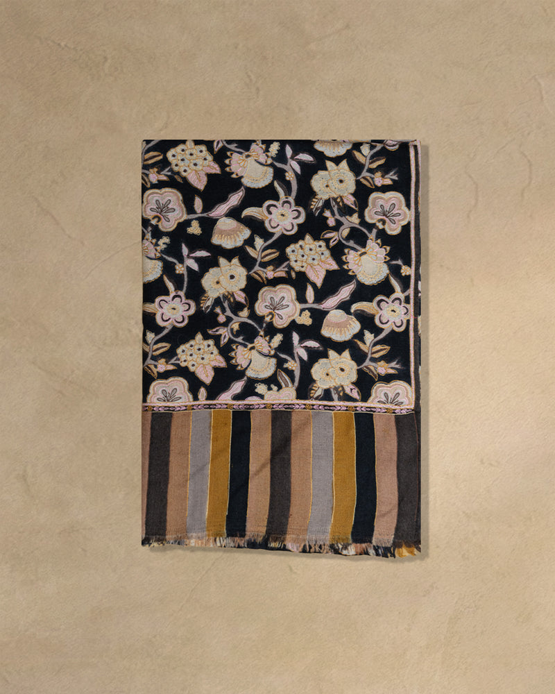 Kalam Noir Cashmere Stole Black stole from the Ashwaa Icons collection