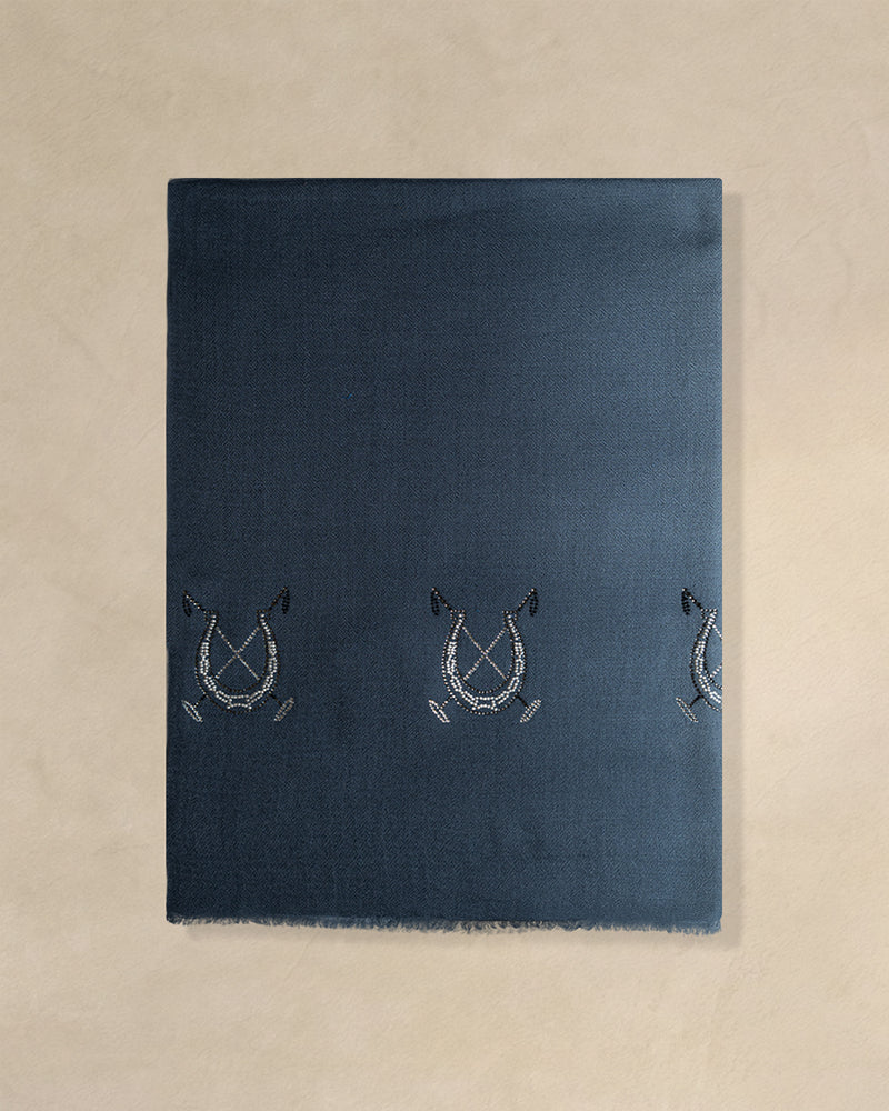 Ride Dusk Wool Stole — Navy Blue stole from the Ashwaa Polo collection