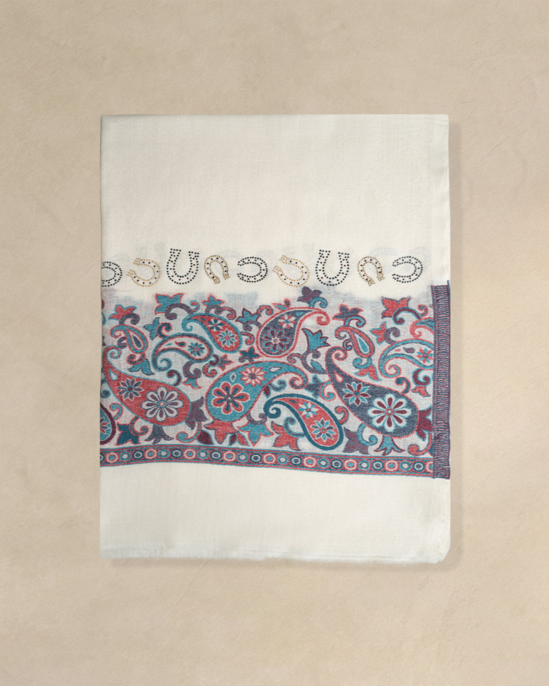 Croup Dusk Wool Stole — Cream stole from the Ashwaa Equestrian collection