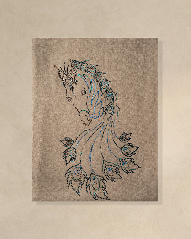 Plume Gilt Wool Shawl — Beige shawl from the Ashwaa Equestrian collection