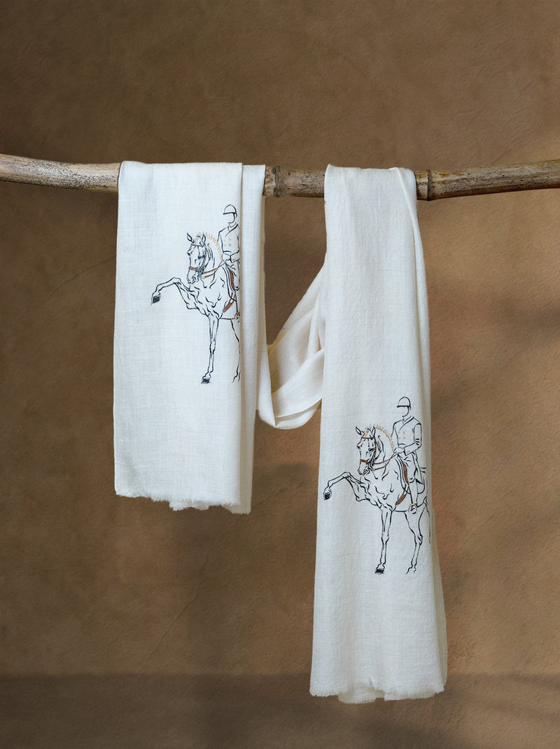 Renvers Poise Cashmere Stole — Cream stole from the Ashwaa Dressage collection