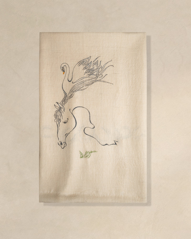 Spread Flight Cashmere Stole — Cream stole from the Ashwaa Show Jumping collection