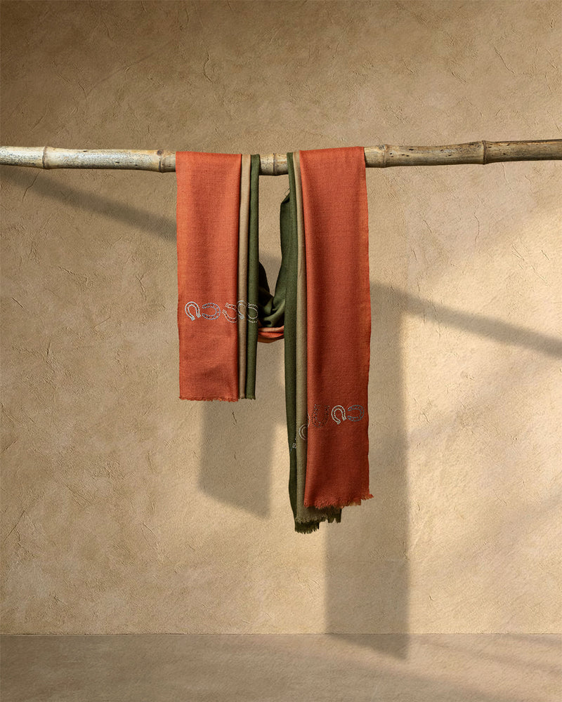 Ivory Bridle Cashmere Stole Ivory stole from the Ashwaa Equestrian collection