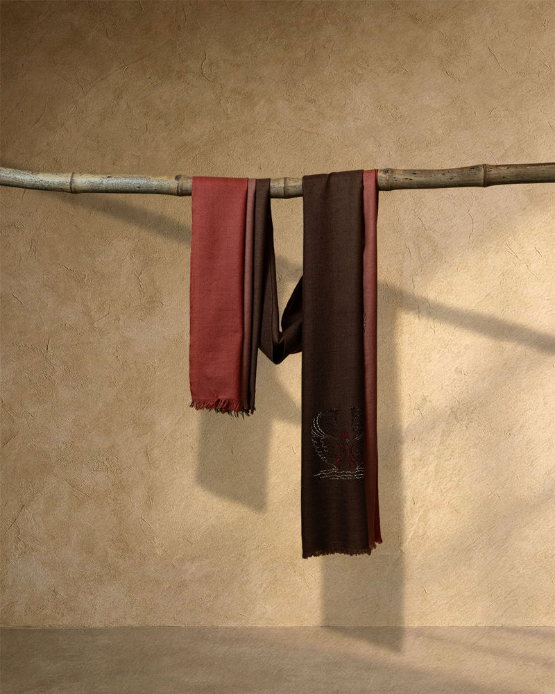 Mahogany Stride Cashmere Stole Brown stole from the Ashwaa Equestrian collection