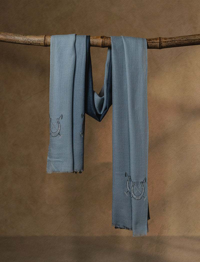 Gallop Wraps Wool Stole — Ash Grey stole from the Ashwaa Polo collection