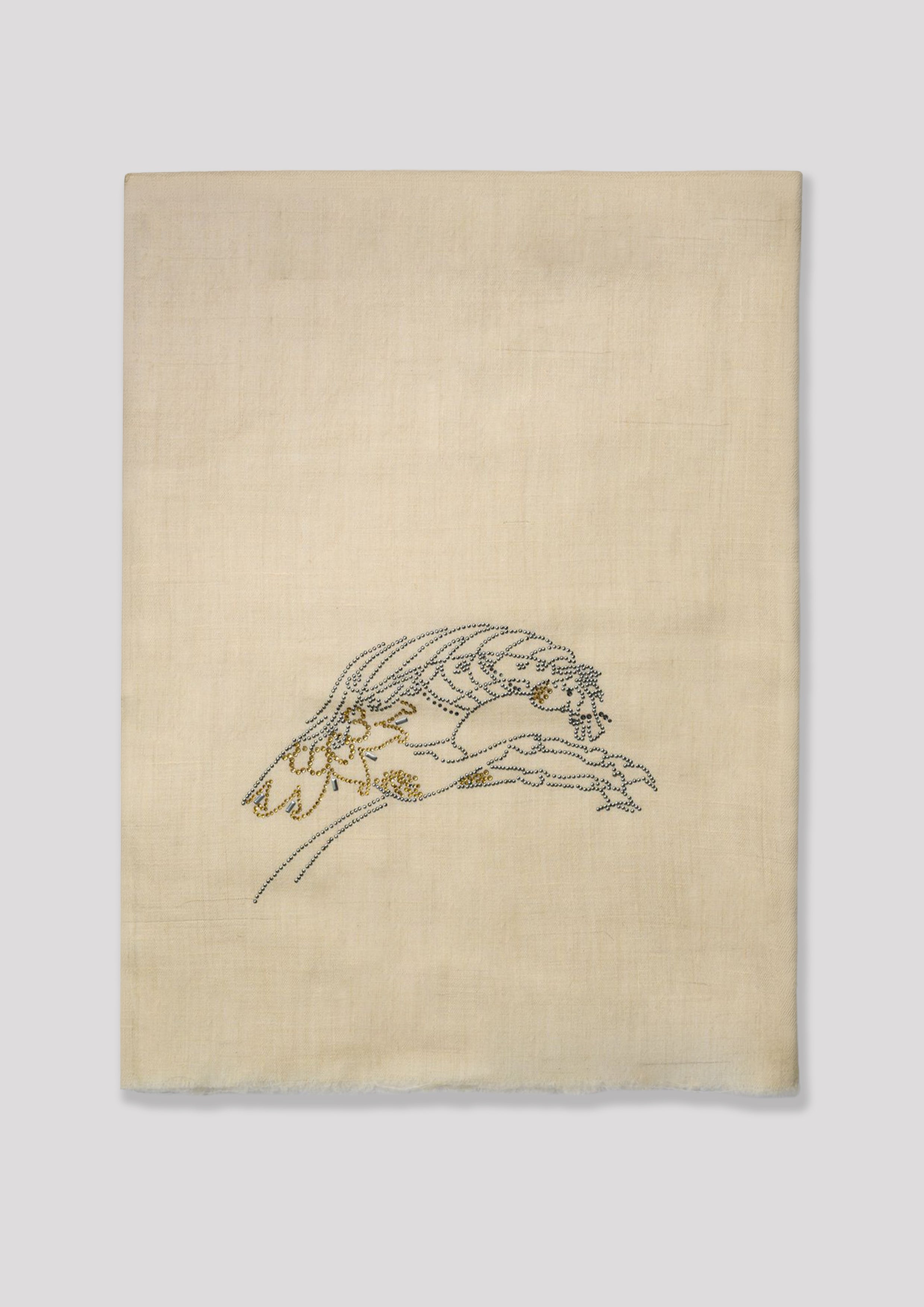 Bascule Arc Cashmere Stole — Cream stole from the Ashwaa Show Jumping collection
