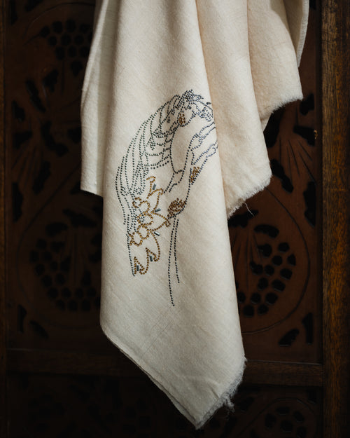 Bascule Arc Cashmere Stoles — Yellow stole from the Ashwaa Show Jumping collection