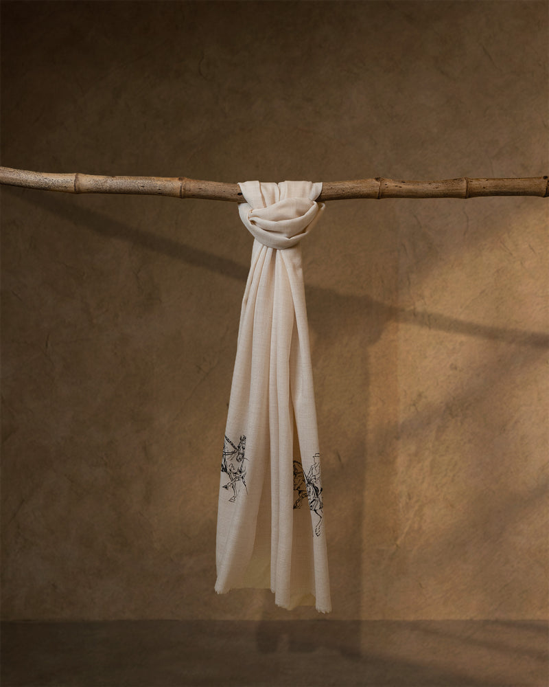 Passage Grace Cashmere Stole — Cream stole from the Ashwaa Dressage collection