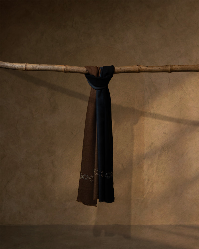 Chukka Stride Cashmere Stole — Brown stole from the Ashwaa Polo collection