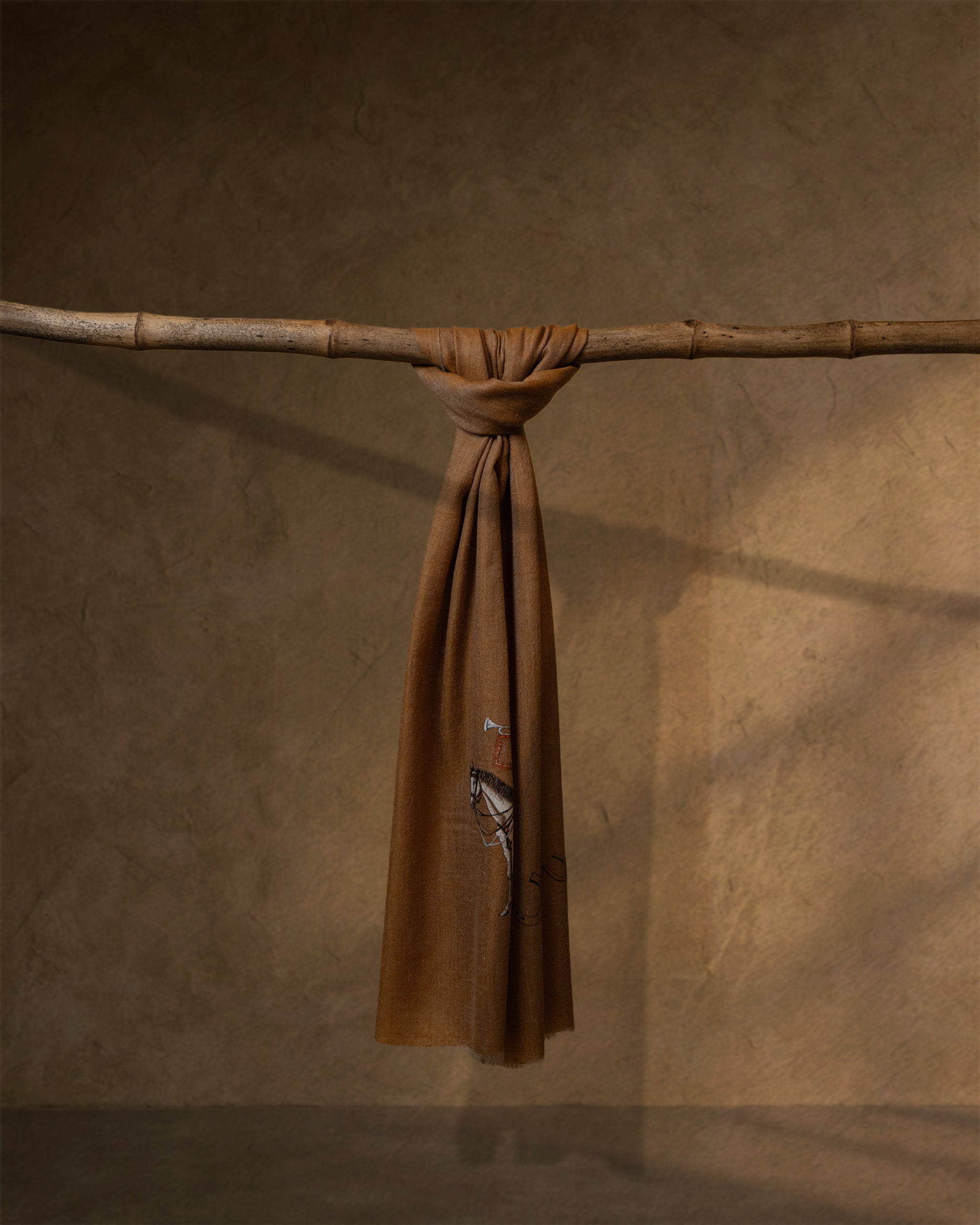 Trumpet Sorrel Cashmere stole  Brown stole from the Ashwaa Equestrian collection