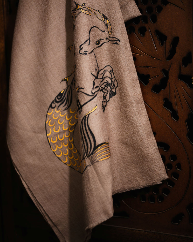 Forelock Myth Cashmere Stole — Beige stole from the Ashwaa Equestrian collection
