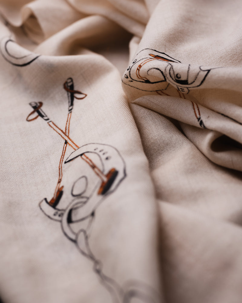 Tack Drift Cashmere Stole — Beige stole from the Ashwaa Polo collection