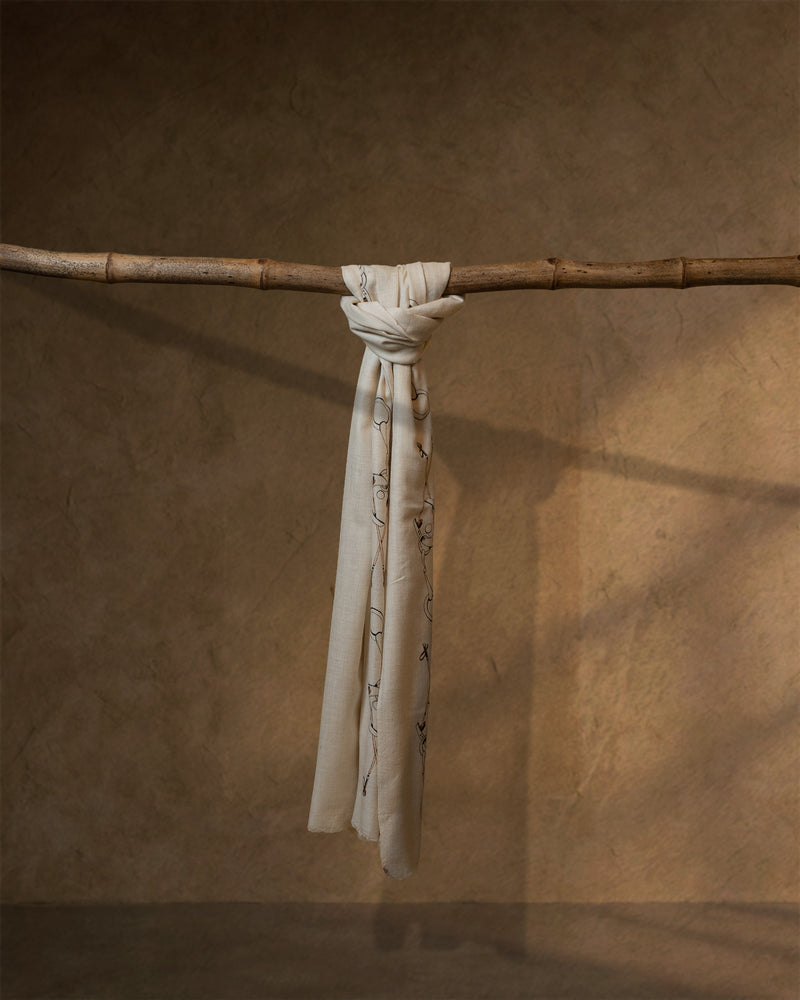 Tack Drift Cashmere Stole — Beige stole from the Ashwaa Polo collection