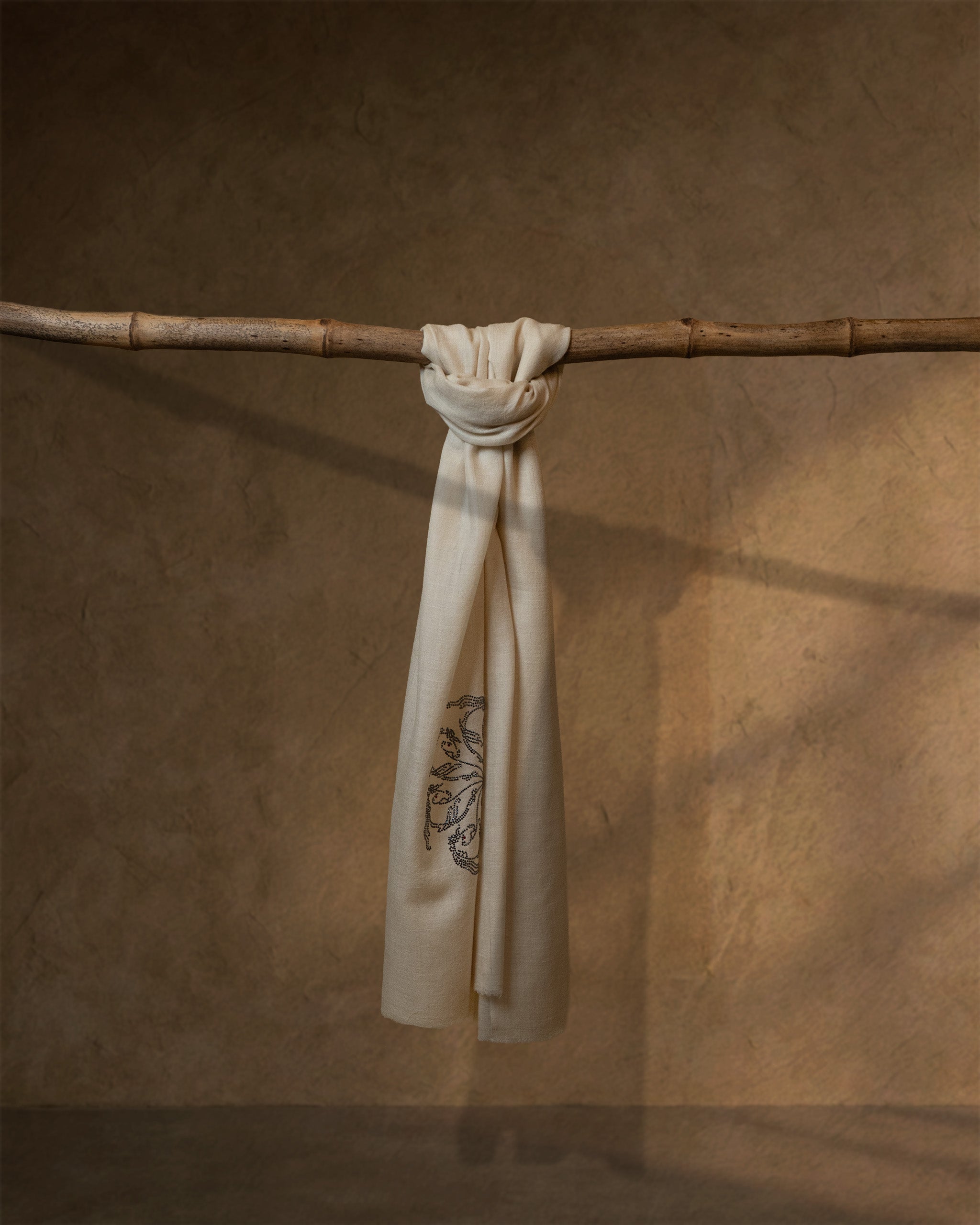 Fetlock Frost Cashmere Stole — Cream stole from the Ashwaa Equestrian collection
