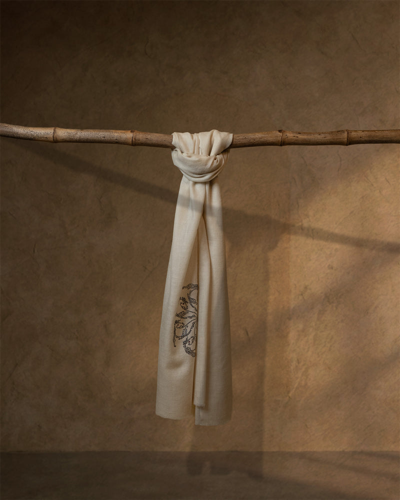 Fetlock Frost Cashmere Stole — Cream stole from the Ashwaa Equestrian collection