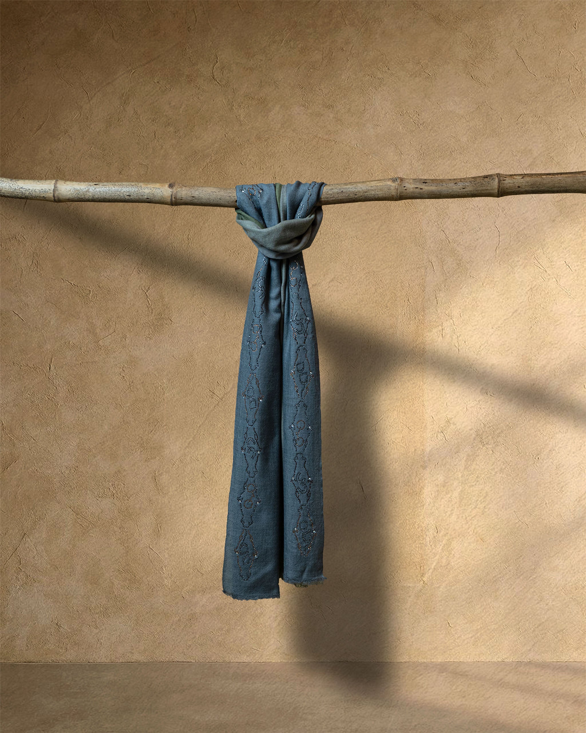 Mist Pommel Cashmere Stole  Grey stole from the Ashwaa Equestrian collection