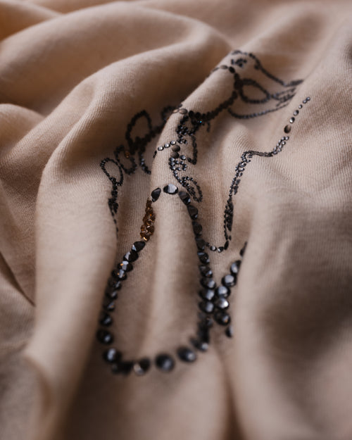 Bridle Frost Cashmere Stoles — Ivory stole from the Ashwaa Equestrian collection