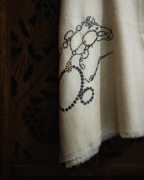 Bridle Frost Cashmere Stoles — Ivory stole from the Ashwaa Equestrian collection