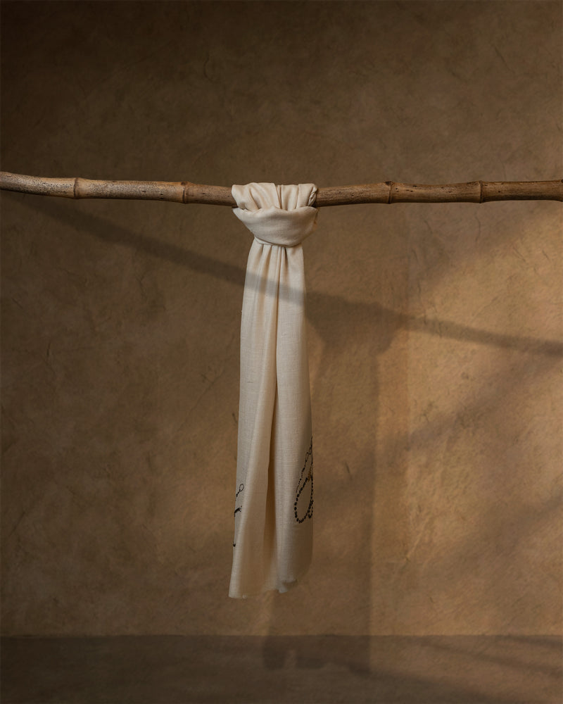 Bridle Frost Cashmere Stole — Cream stole from the Ashwaa Equestrian collection