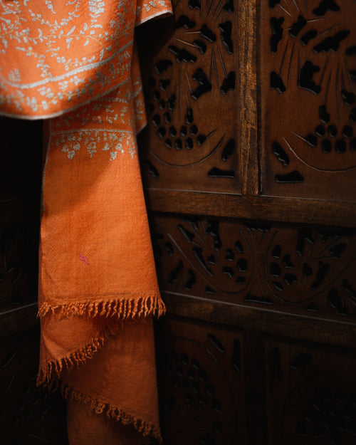 Canter Glow Baby Cashmere Shawls — Sunset Orange shawl from the Ashwaa Icons collection