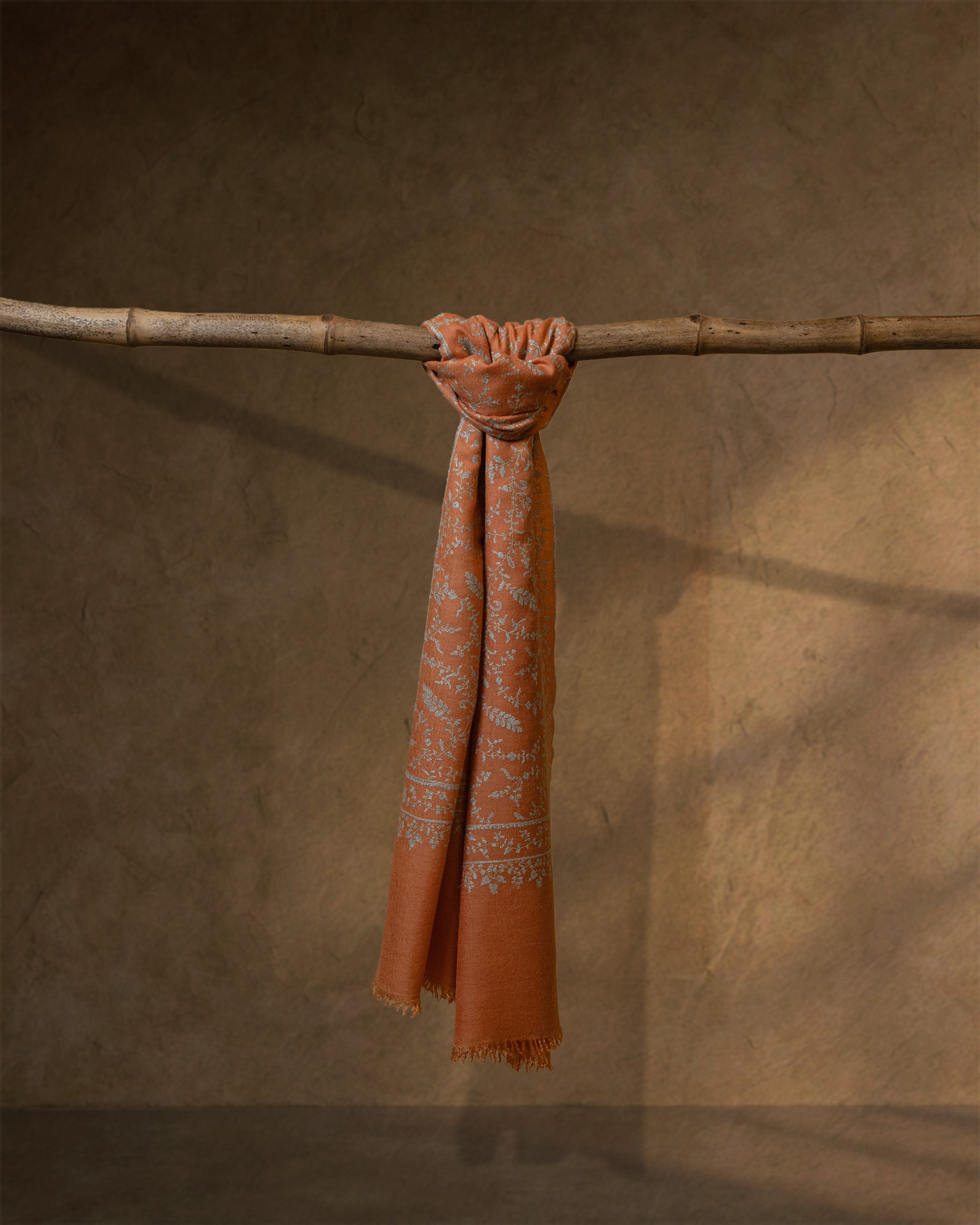 Canter Glow Baby Cashmere Stole — Sunset Orange stole from the Ashwaa Icons collection