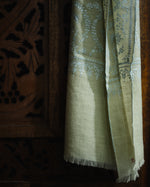 Pasture Dun Baby Cashmere Stole — Olive Green stole from the Ashwaa Icons collection