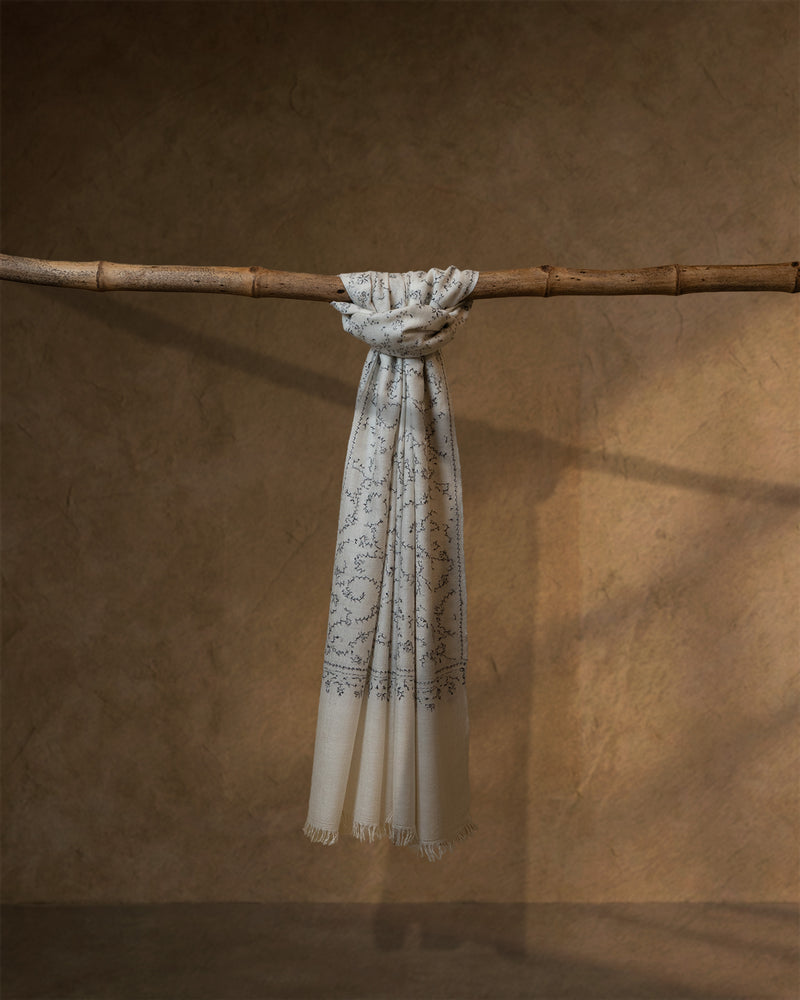 Halter Frost Baby Cashmere Stole — Cream stole from the Ashwaa Icons collection