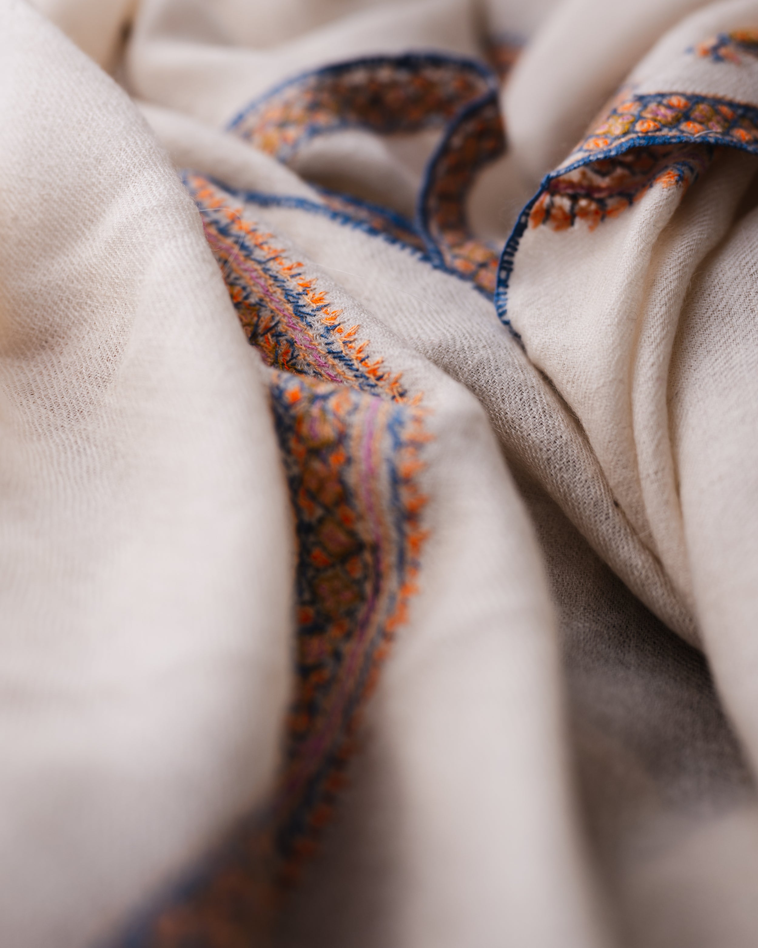 Stirrup Dawn Baby Cashmere Stole — Cream stole from the Ashwaa Icons collection