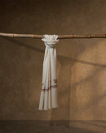 Stirrup Dawn Baby Cashmere Stole — Cream stole from the Ashwaa Icons collection