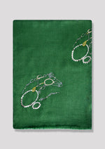 Spur Glint Wool Stole — Green stole from the Ashwaa Equestrian collection