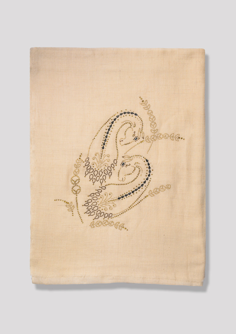 Pirouette Gilt Cashmere Stole — Cream stole from the Ashwaa Dressage collection