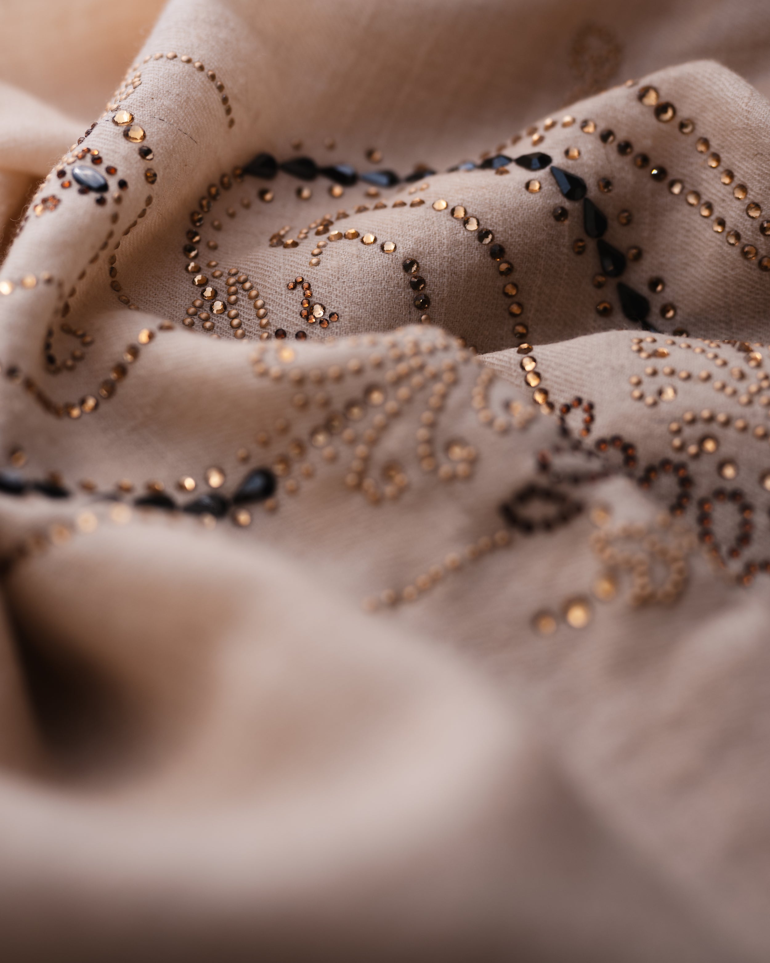 Pirouette Gilt Cashmere Stole — Cream stole from the Ashwaa Dressage collection
