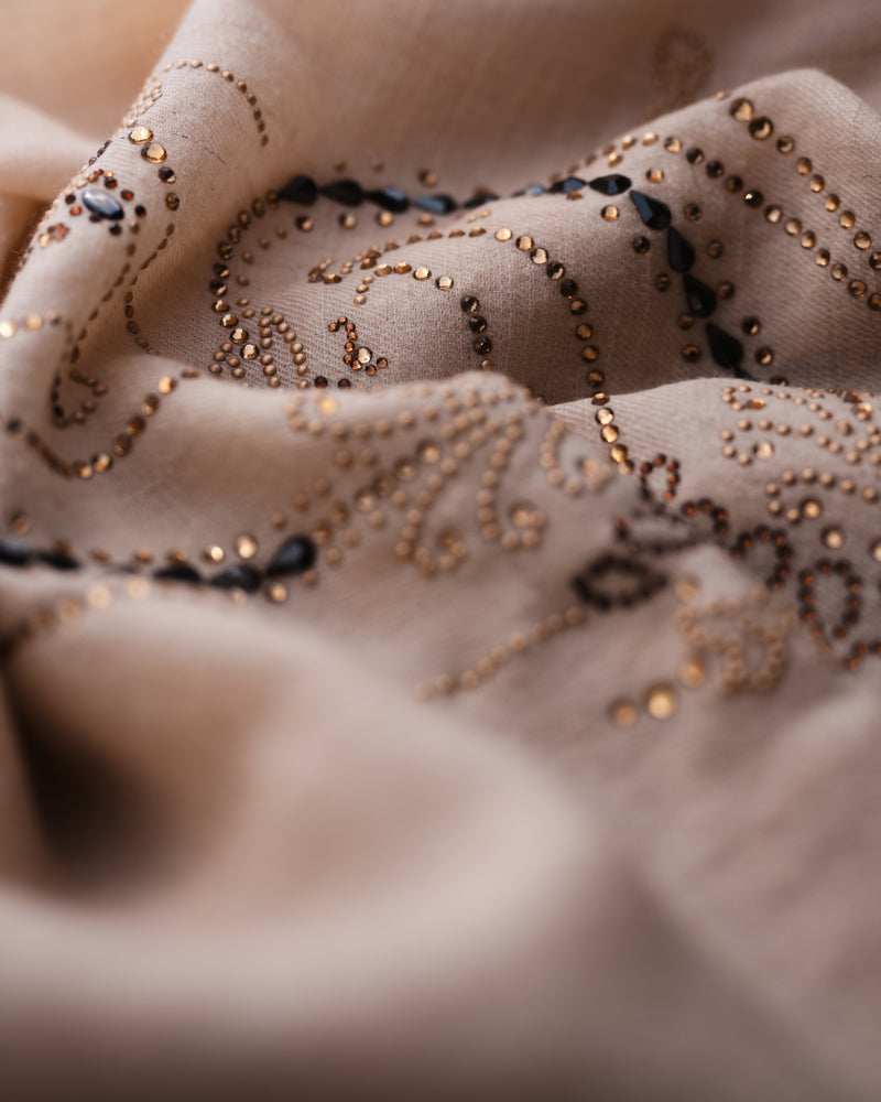 Pirouette Gilt Cashmere Stole — Cream stole from the Ashwaa Dressage collection