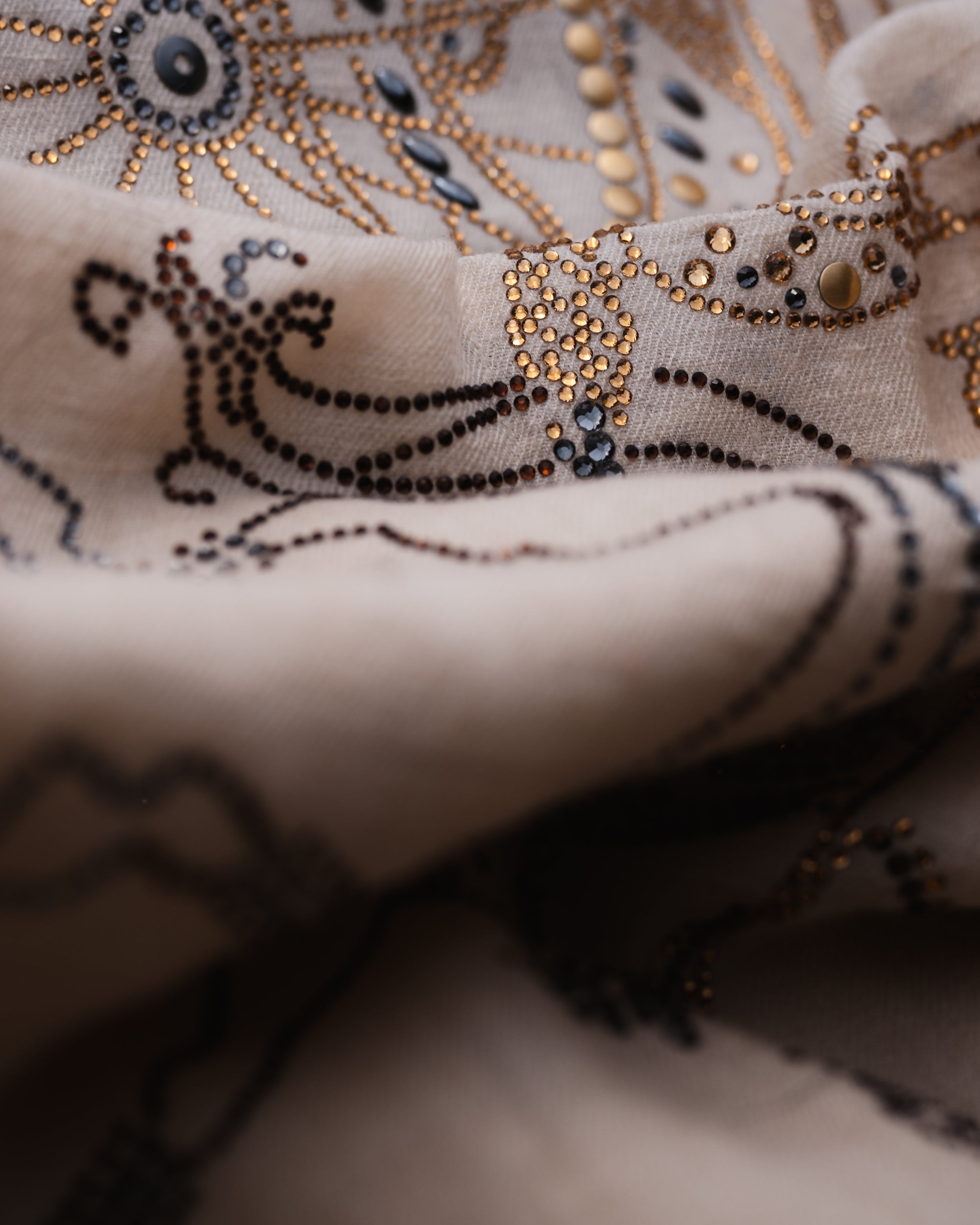 Girth Gilt Cashmere Stole — Cream stole from the Ashwaa Equestrian collection
