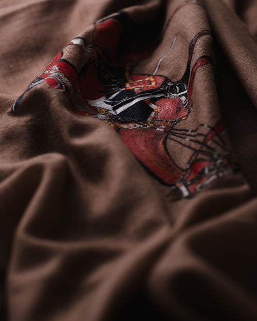 Cantle Dusk Cashmere Stole — Earth Brown stole from the Ashwaa Equestrian collection