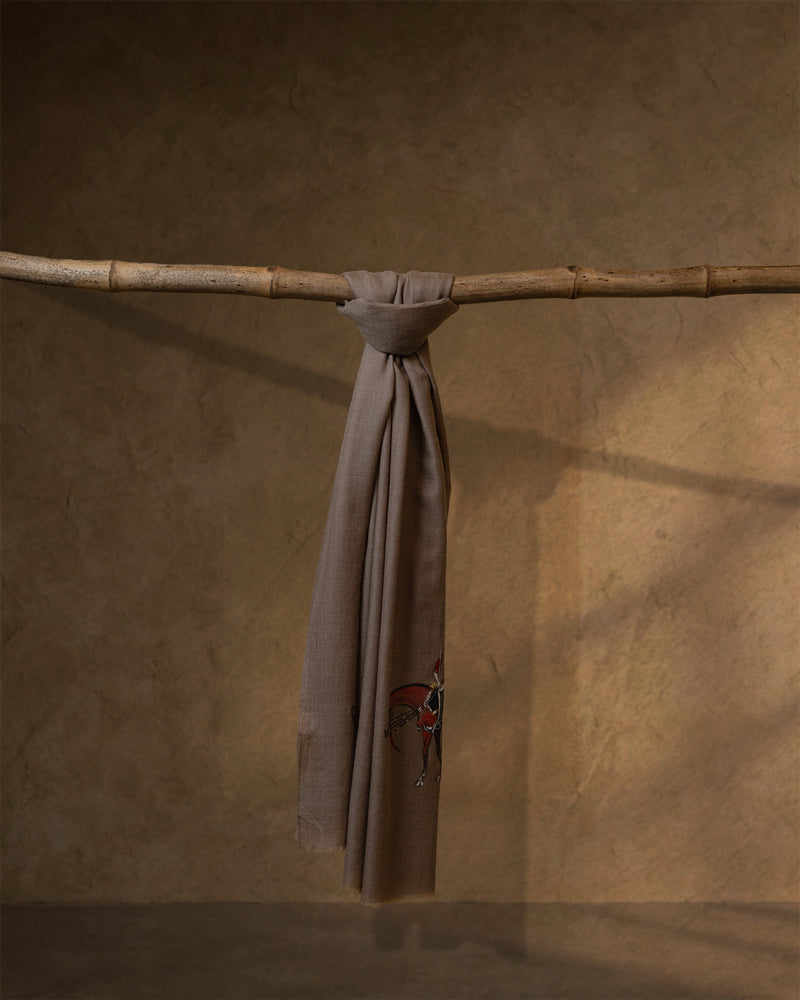 Cantle Dusk Cashmere Stole — Earth Brown stole from the Ashwaa Equestrian collection